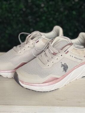 U.S. Polo Assn. Women's Athletic Sneakers in Pale Pink and Cream